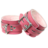 Pink Leather Fur-lined Wrist Cuffs