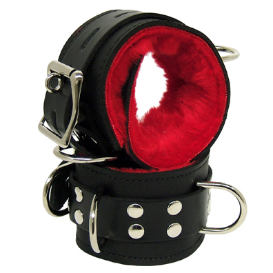 Fur-lined Leather Ankle Cuffs